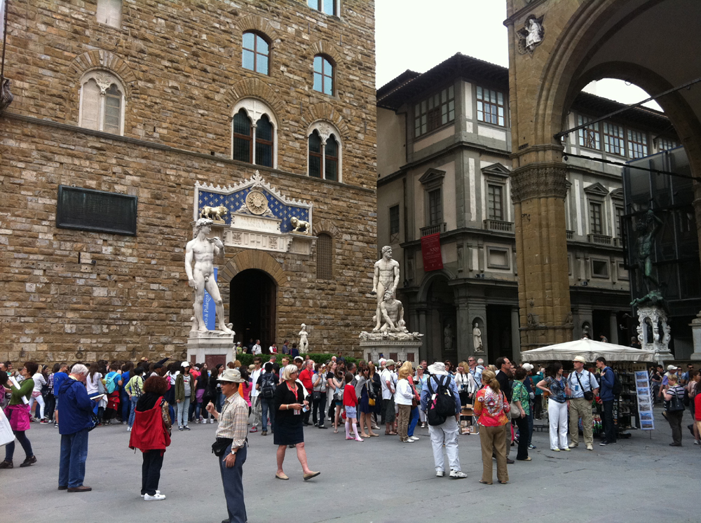 Palazzo Vecchio ("Old Palace") faces the Piazza della Signoria in Florence